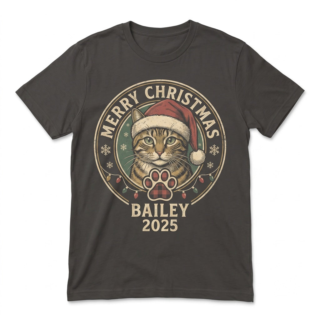 Personalized Cat Photo Pet Owner Name Picture Christmas Keepsake Lover Gift Unisex TShirt