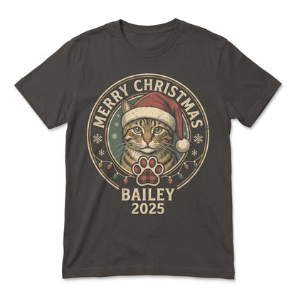 Personalized Cat Photo Pet Owner Name Picture Christmas Keepsake Lover Gift Unisex TShirt