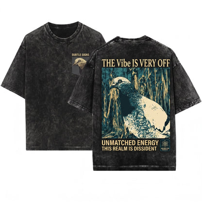 The Vibe Is Very Off Vintage Japanese Pigeon Graphic Unisex Wash T-Shirt