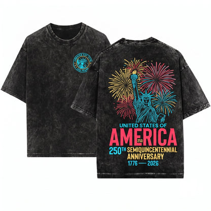 Statue Of Liberty United States Semiquincentennial 250 Years Patriotic USA Unisex Wash T-Shirt