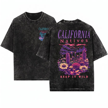 California Native Botanical Flora Eco Sustainable Gardening Unisex Wash T-Shirt