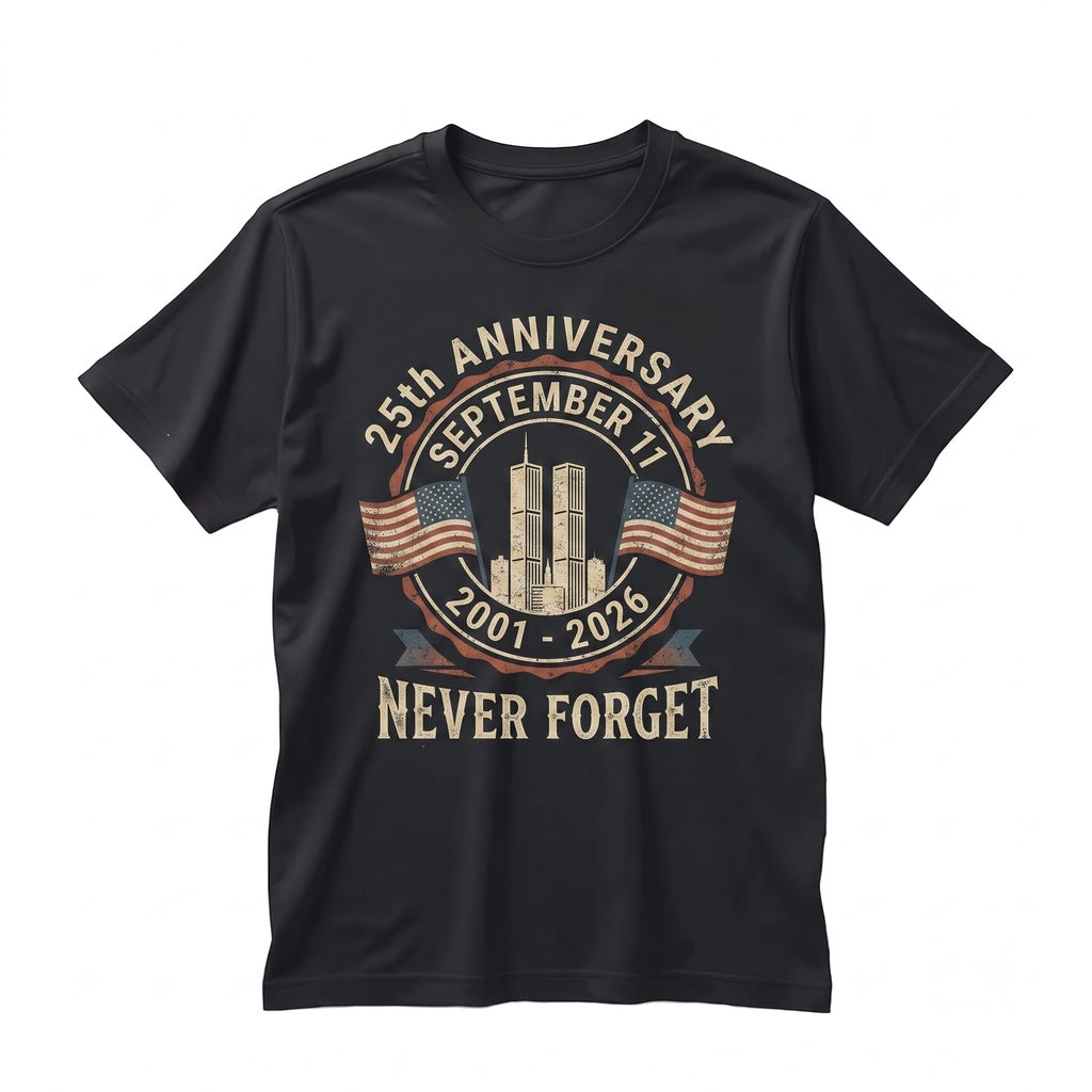 911 25th Anniversary Memorial Patriotic American Flag Tribute Commemorative Graphic Unisex TShirt