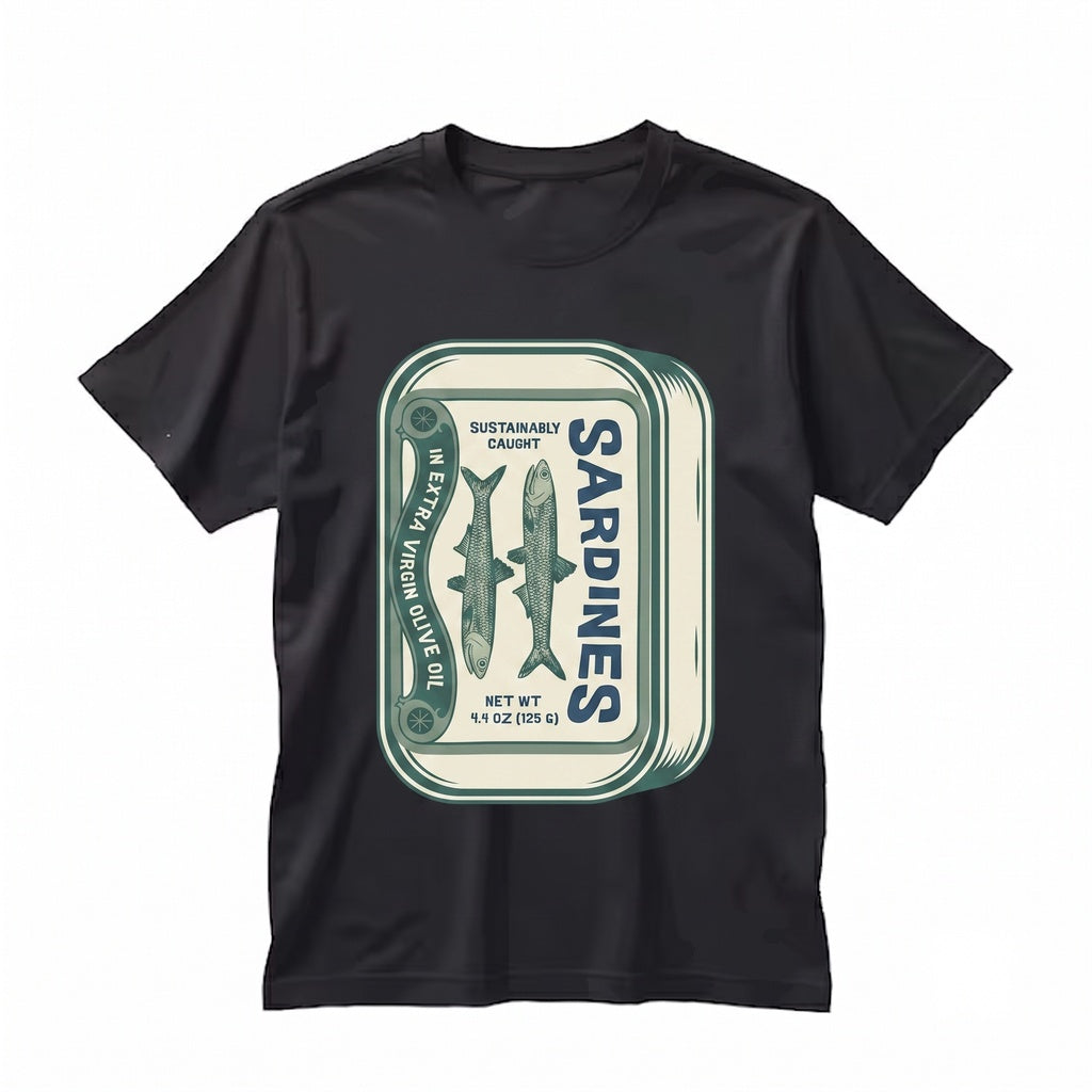 Sardine Fish Graphic Coastal Maritime Ocean Vintage Front Back Print Unisex TShirt