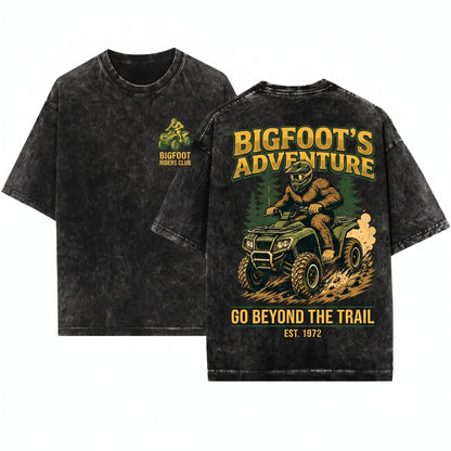 Funny Bigfoot Sasquatch ATV Quad Offroad Cryptid Rider Gift Unisex Wash T-Shirt