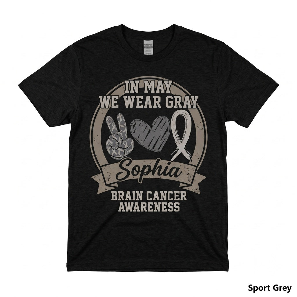 In May We Wear Gray Ribbon Brain Cancer Awareness Tumor Survivor Surgery Support Gift for Dad Unisex TShirt