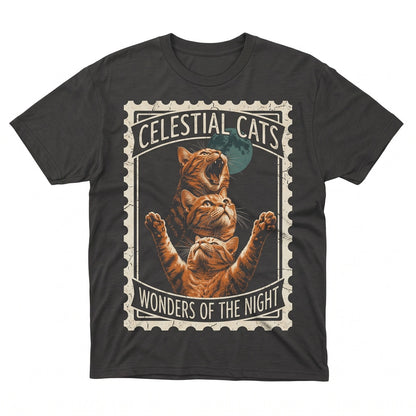 Vintage Three Orange Cat Moon Funny Cute Ginger Kitten Mom Lover Pet Gift Graphic Unisex TShirt
