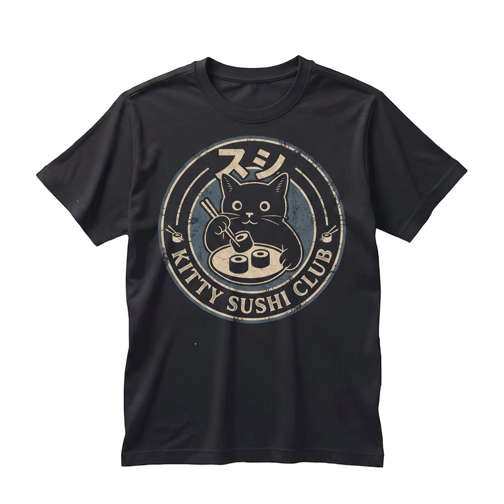 Cute Japanese Neko Graphic Tee Kawaii Manga Kitty Unisex TShirt