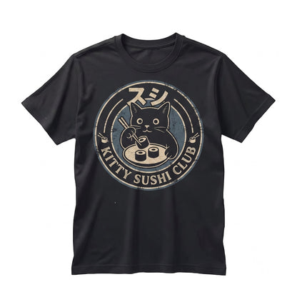 Cute Japanese Neko Graphic Tee Kawaii Manga Kitty Unisex TShirt