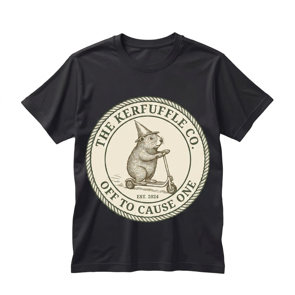 Off To Cause A Kerfuffle Silly Groundhog Scooter Funny Animal Mental Health Adult Humor Sarcastic Crewneck Unisex TShirt