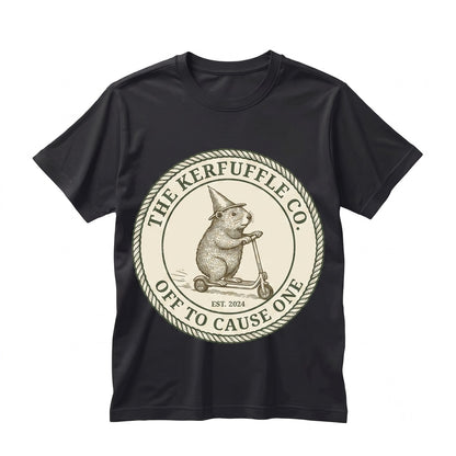 Off To Cause A Kerfuffle Silly Groundhog Scooter Funny Animal Mental Health Adult Humor Sarcastic Crewneck Unisex TShirt