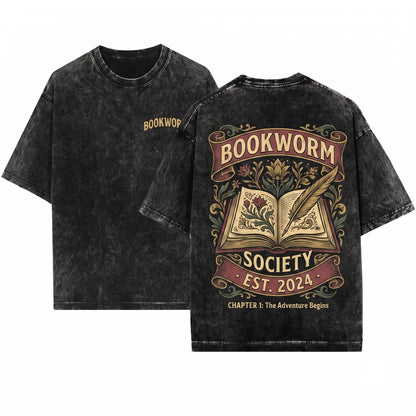 Bookworm Cozy Literary Reading Enthusiast Unisex Wash T-Shirt