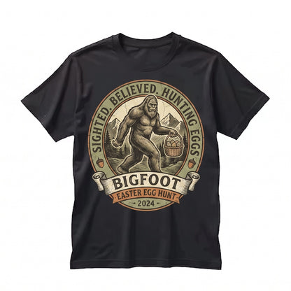 Funny Easter Bigfoot Basket Eggs Cute Bunny Sasquatch Holiday Novelty Gift Womens Graphic Unisex TShirt