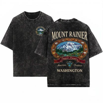 Vintage 90s Retro Mount Rainier Washington Pacific Northwest Outdoor Hiking Gift Unisex Wash T-Shirt