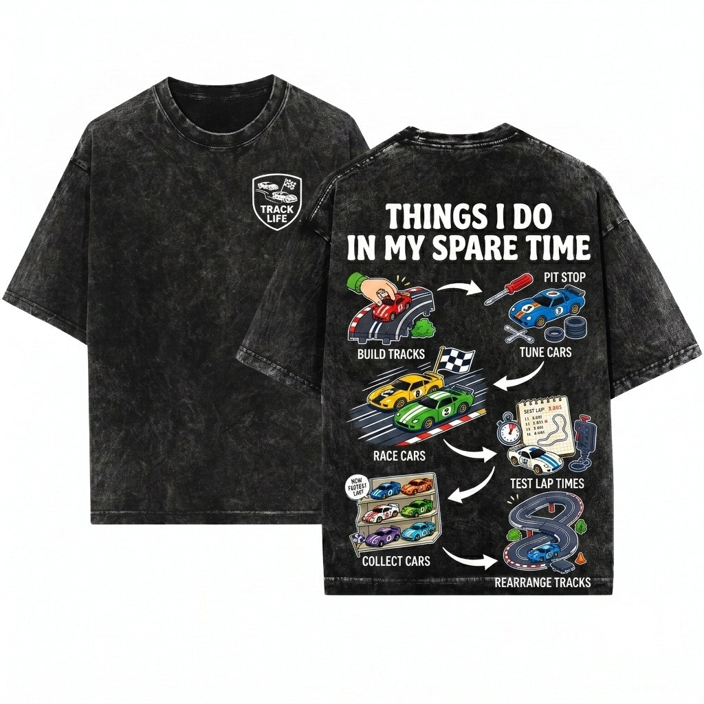 Slot Car Hobby Spare Time Graphic Apparel Unisex Wash T-Shirt