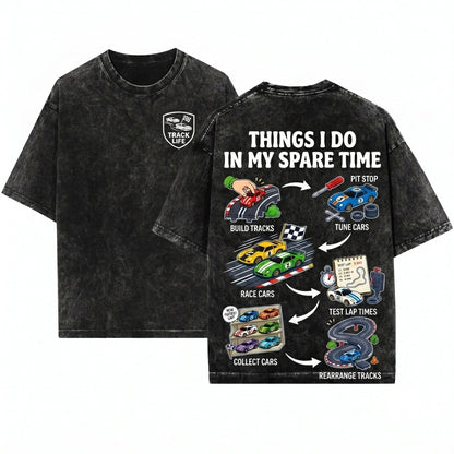 Slot Car Hobby Spare Time Graphic Apparel Unisex Wash T-Shirt