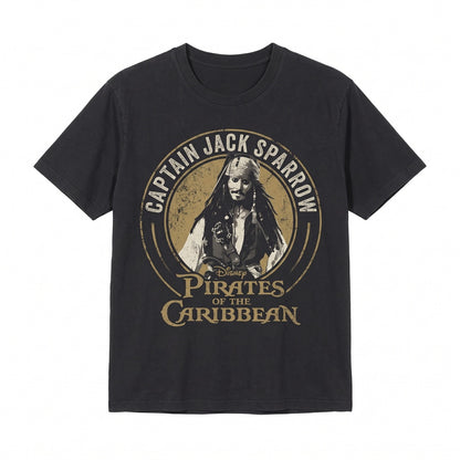 Oversized Jack Sparrow Swashbuckler Captain Graphic Theme Park Apparel, Caribbean Buccaneer Fan Gift Unisex TShirt