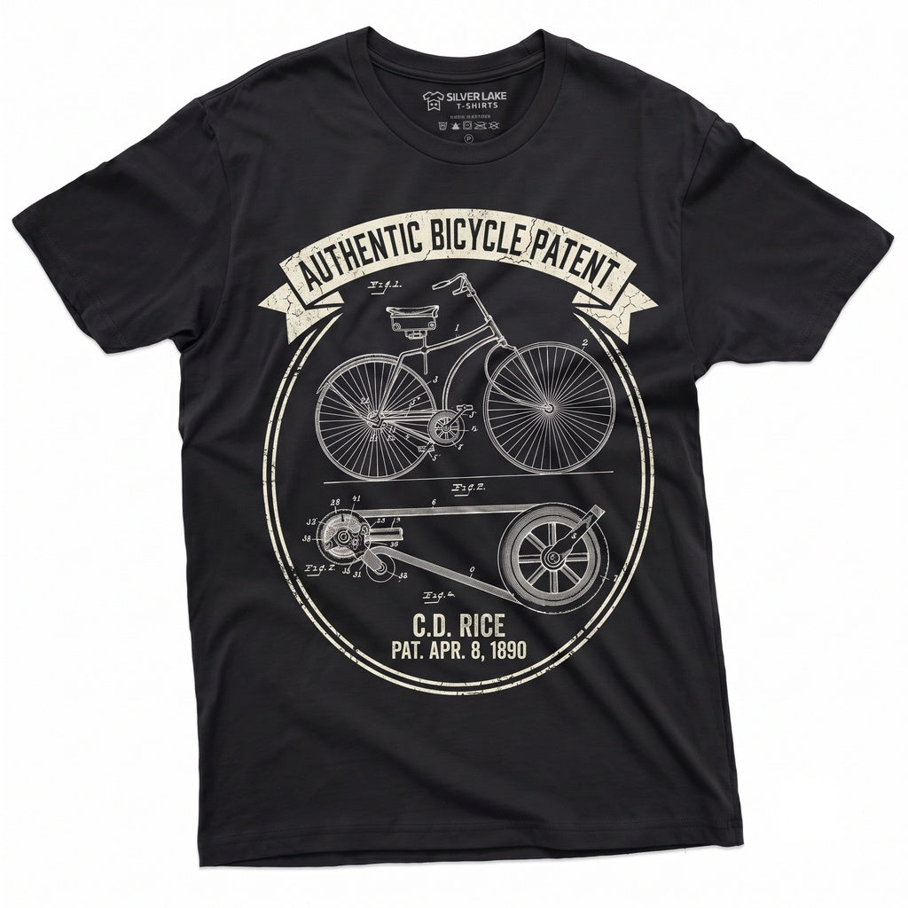 Vintage Bicycle Patent Blueprint Bike History Cycling Biker Gift Ideas Unisex TShirt