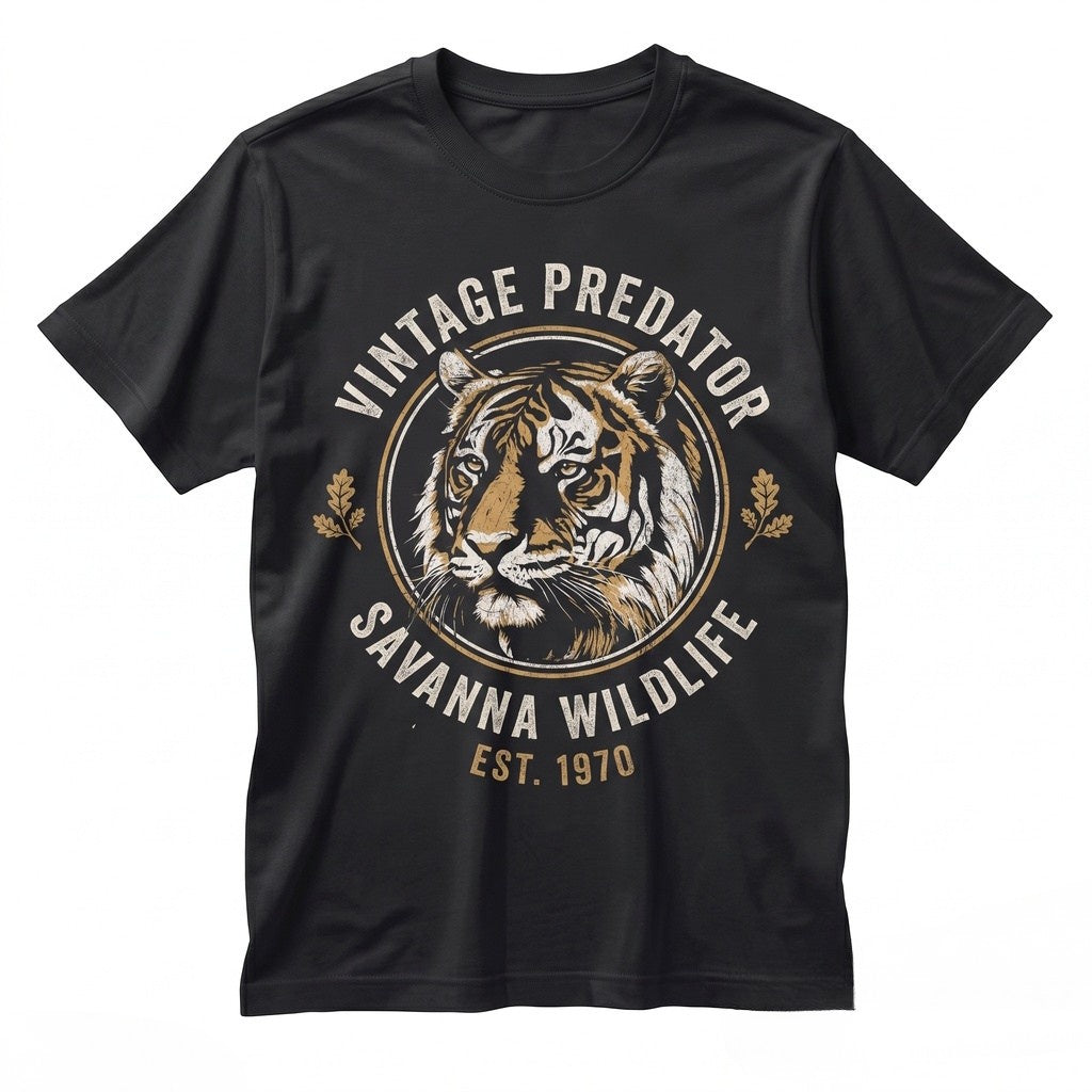 Vintage Retro Snow Tiger Graphic Wild Cat Lover Dark Animal Print Gift Unisex TShirt