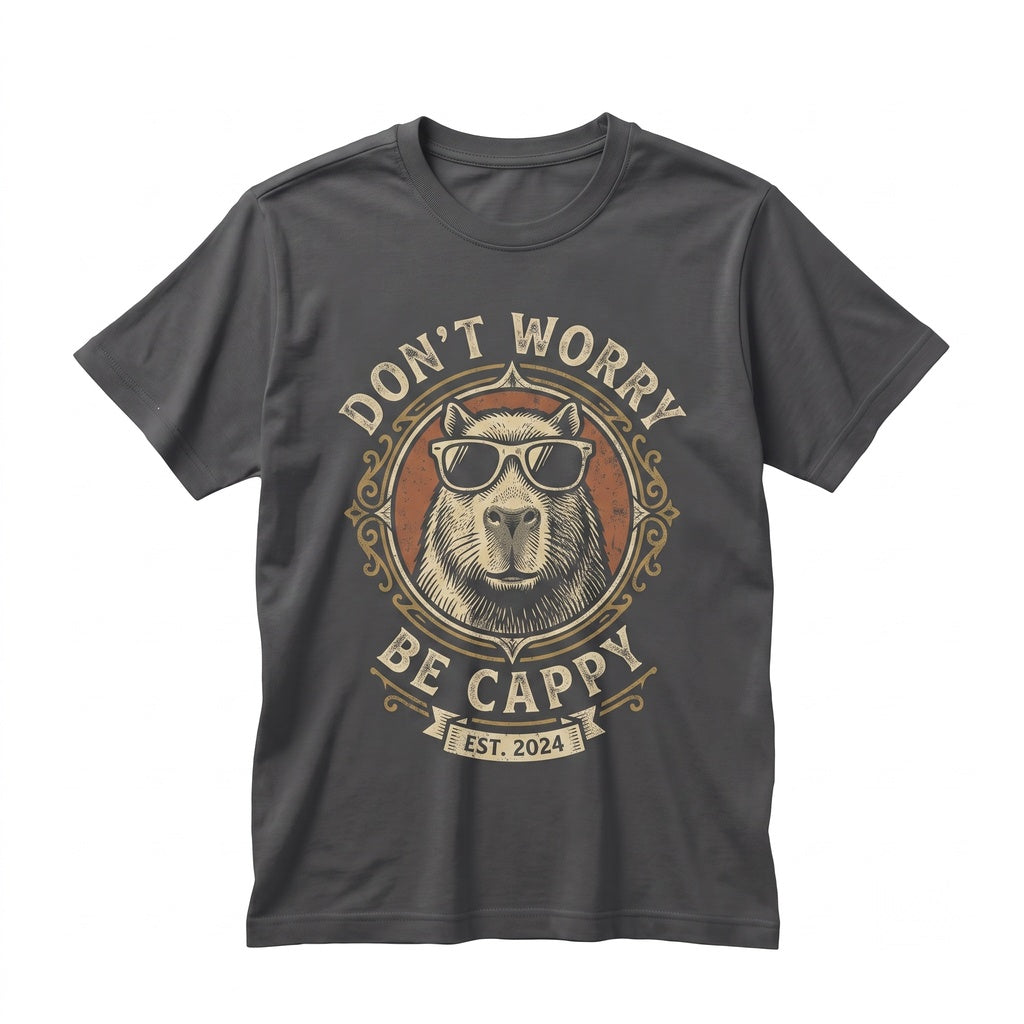 Dont Worry Be Cappy Funny Capybara Cute Retro Animal Graphic Novelty Gift Unisex TShirt