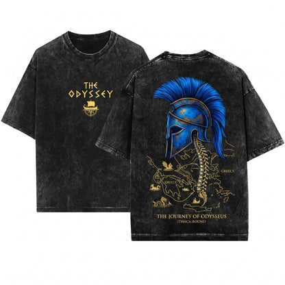 The Odyssey Agamemnon Helmet Logo Back Print Unisex Wash T-Shirt