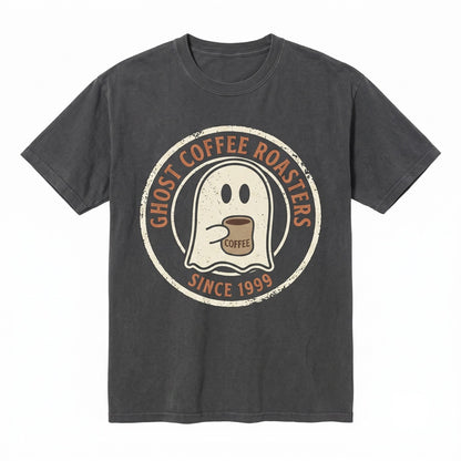 Spooky Ghost Coffee Lover Pocket Skeleton Halloween Costume Aesthetic Funny Witch Skull Meme Graphic Unisex TShirt