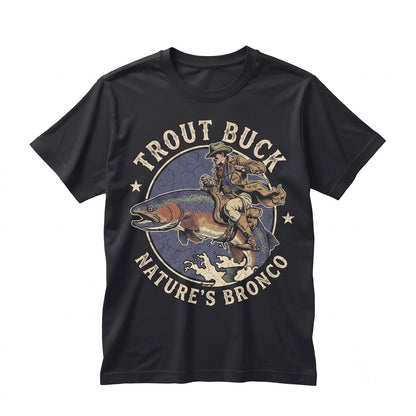 Cowboy Riding Rainbow Trout Fishing Club Rodeo Graphic Genuine Unisex TShirt