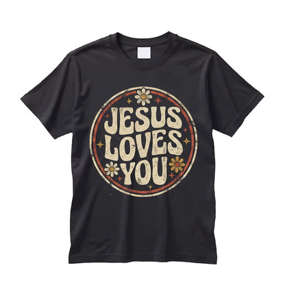 Jesus Loves You Checkered Floral Christian Faith Based Religious Unisex TShirt