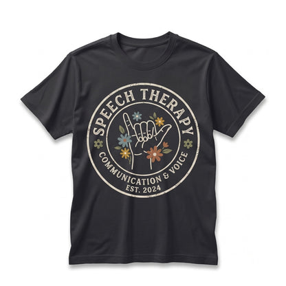 Retro Floral Speech Language Pathologist SLP Therapy Autumn Holiday Gift Unisex TShirt