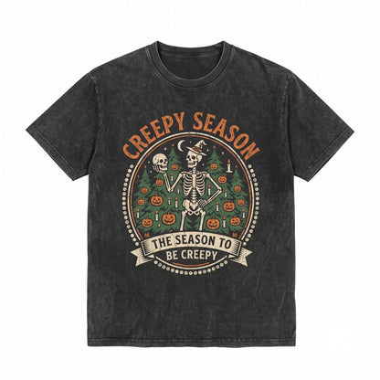 Tis The Season To Be Creepy Retro Ghost Witch Vintage Fall Graphic Unisex TShirt