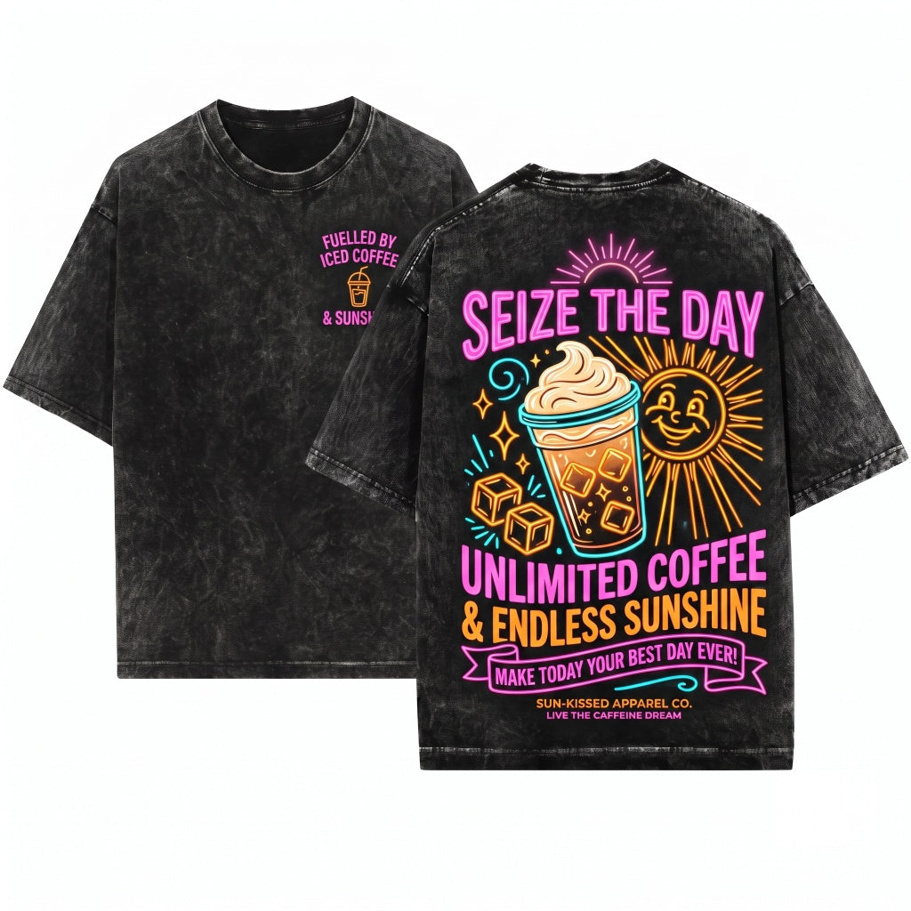 Iced Coffee Sunshine Summer Vibes Lover Gift Unisex Wash T-Shirt