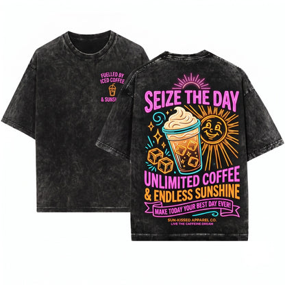 Iced Coffee Sunshine Summer Vibes Lover Gift Unisex Wash T-Shirt