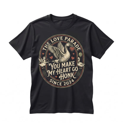Funny Valentine Cute Goose Lover Animal Pun Romantic Couples Gift You Make My Heart Honk Unisex TShirt