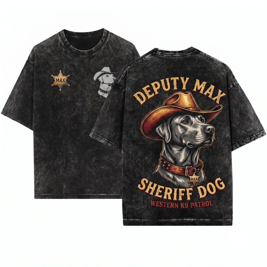 Custom Personalized Labrador Cowboy Ranch Dog Name Funny Country Gift Mom Dad Wild West Unisex Wash T-Shirt