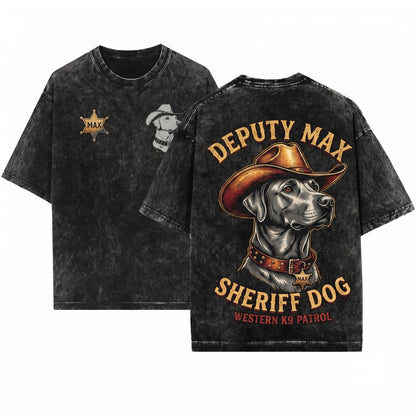Custom Personalized Labrador Cowboy Ranch Dog Name Funny Country Gift Mom Dad Wild West Unisex Wash T-Shirt