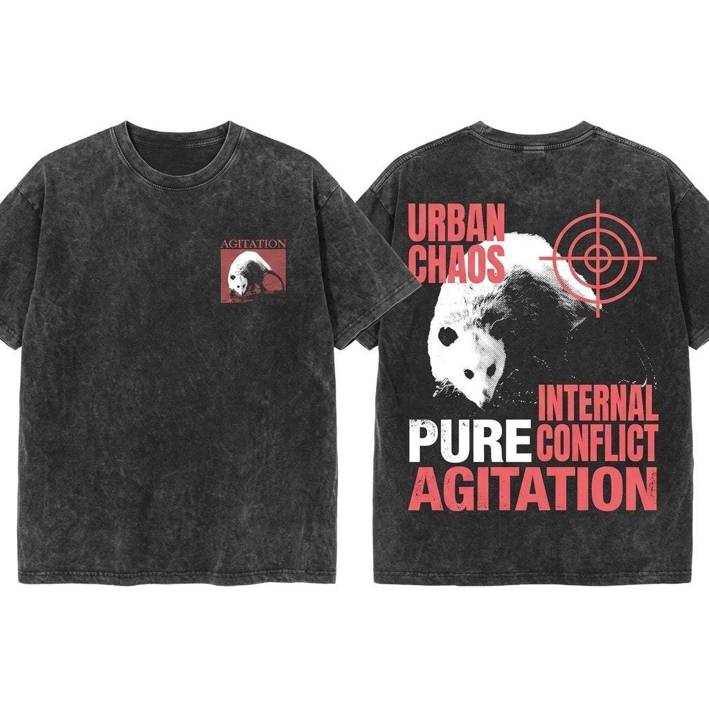Angry Screaming Agitation Opossum Graphic Vintage Novelty Unisex Wash T-Shirt
