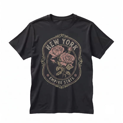 New York Official State Flower Rose Botanical Vintage Floral Nature Graphic Print Unisex TShirt