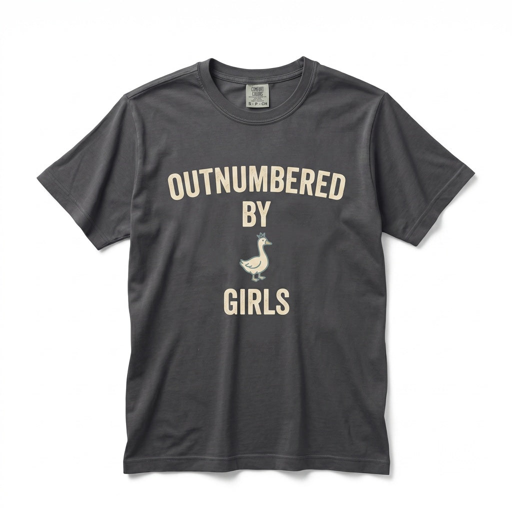 Outnumbered by Girls Funny Goose Graphic Girl Mom Daughter Dad Fathers Day Gift Unisex TShirt