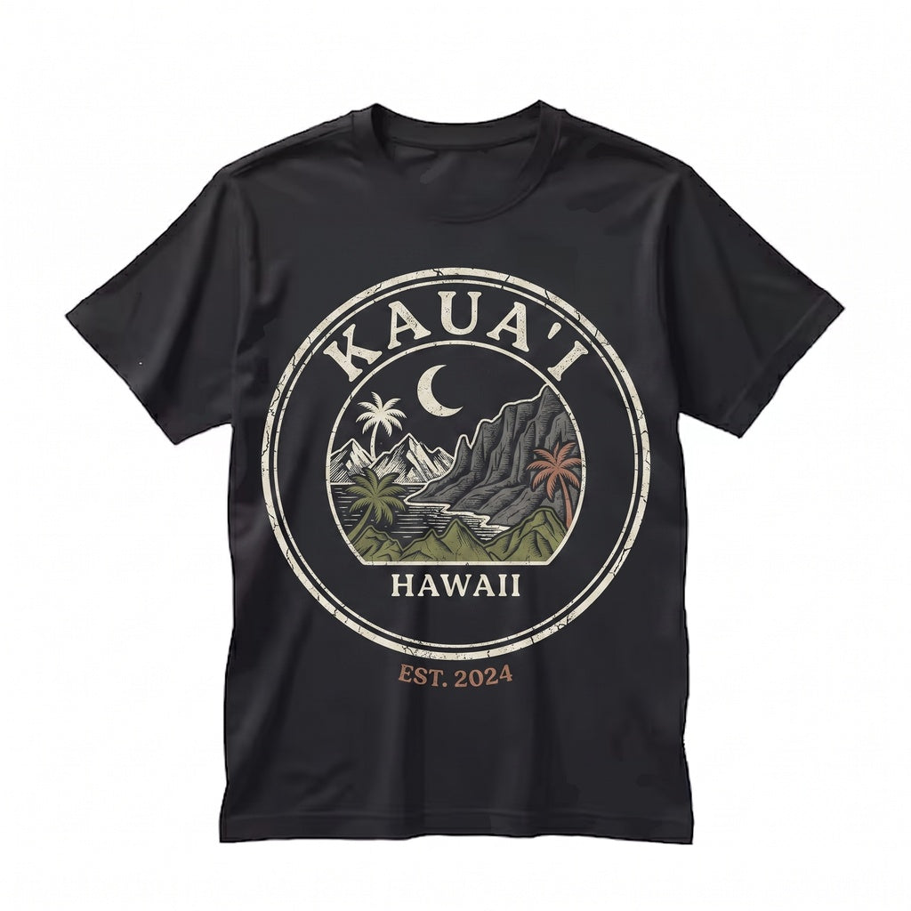 Kauai Hawaii Embroidered Tropical Island Vintage Souvenir Apparel Unisex TShirt