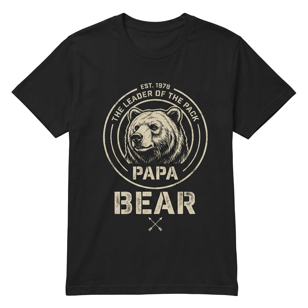 Papa Bear Cool Fathers Day Gift Funny Retro Graphic Apparel for Husband Grandpa Dad Unisex TShirt