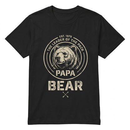 Papa Bear Cool Fathers Day Gift Funny Retro Graphic Apparel for Husband Grandpa Dad Unisex TShirt