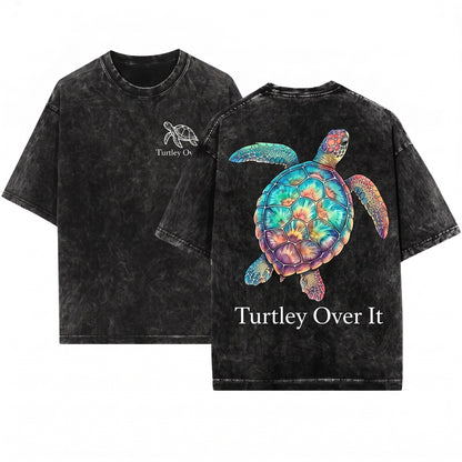 Minimal Cute Funny Sea Turtle Ocean Animal Coastal Aesthetic Beach Lover Unisex Wash T-Shirt