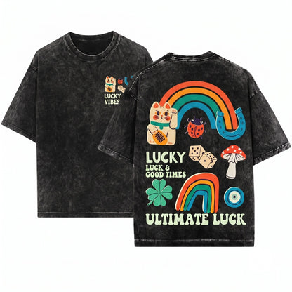 St Patricks Day Irish Four Leaf Clover Lucky Aesthetic Womens Unisex Wash T-Shirt
