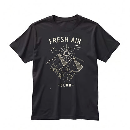 Fresh Air Club Garment-Dyed Cotton Short Sleeve Vintage Crewneck Top Unisex TShirt