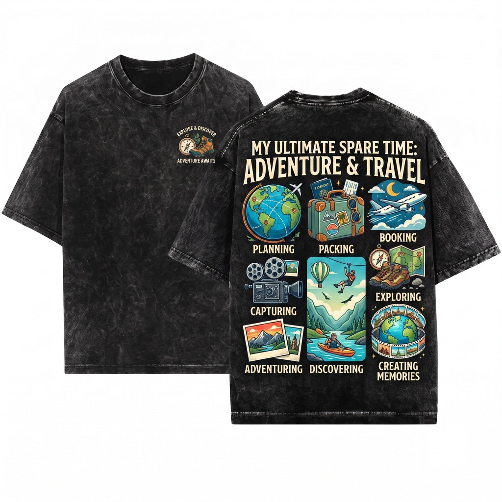 Travel Lover Things I Do In My Spare Time Adventure Wanderlust Explorer Vacation Planner Global Traveler Gift Unisex Wash T-Shirt