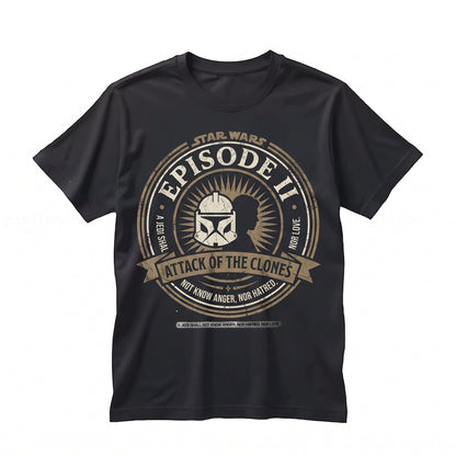Vintage Attack of The Clones Graphic Retro Anakin Skywalker Padme Sci-Fi Space Movie Cotton Apparel Unisex TShirt