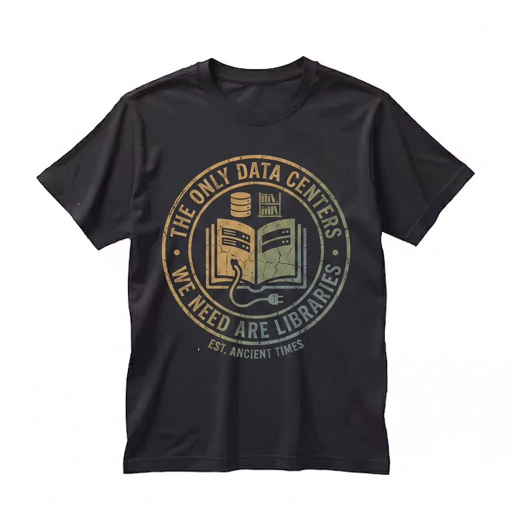 The Only Data Centers We Need Are Libraries Retro Book Lover Librarian Gift for Reader Teacher Unisex TShirt