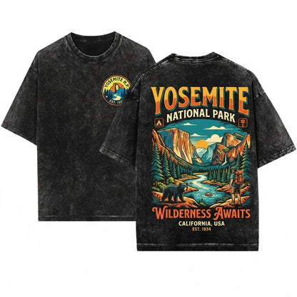 Yosemite National Park Half Dome Hiking Outdoor Adventure Graphic Unisex Wash T-Shirt