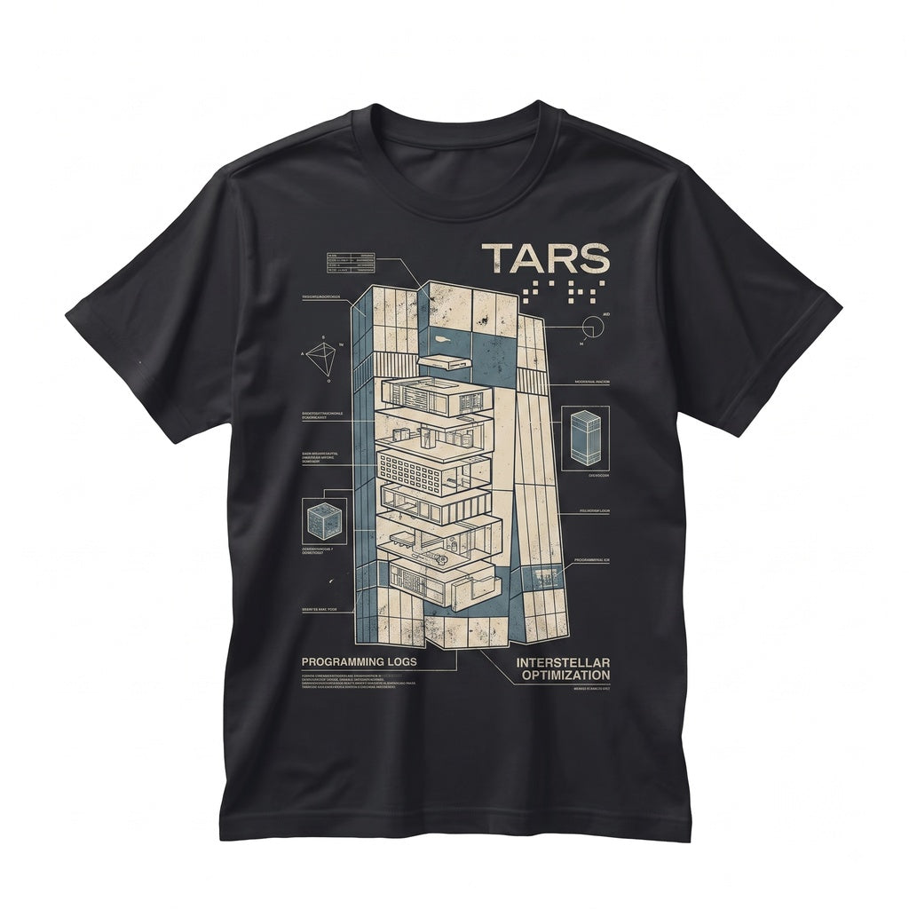 Tars Robot Sci-Fi Space Movie Graphic Back Print Vintage Cotton Unisex TShirt