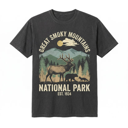 Great Smoky Mountains National Park Vintage Nature Hiking Graphic Cotton Apparel Unisex TShirt