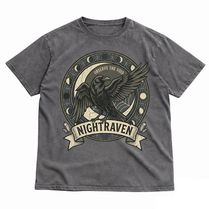 Gothic Raven Moon Crow Graphic Witchy Celestial Dark Academia Horror Aesthetic Gift Unisex TShirt